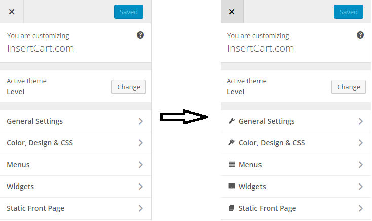 Icons in wordpress customizer