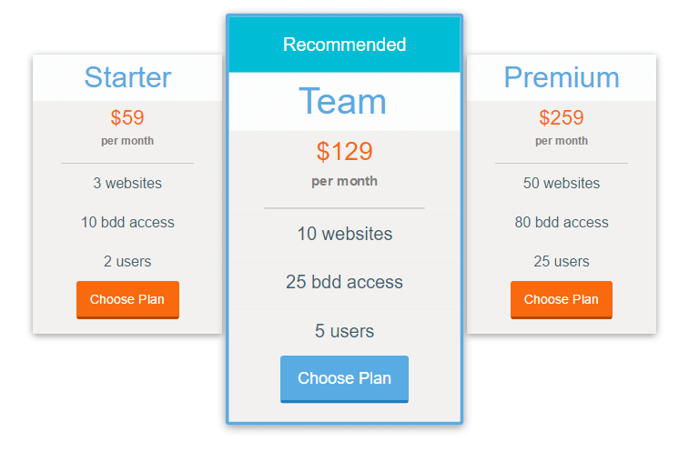 Pricing Table