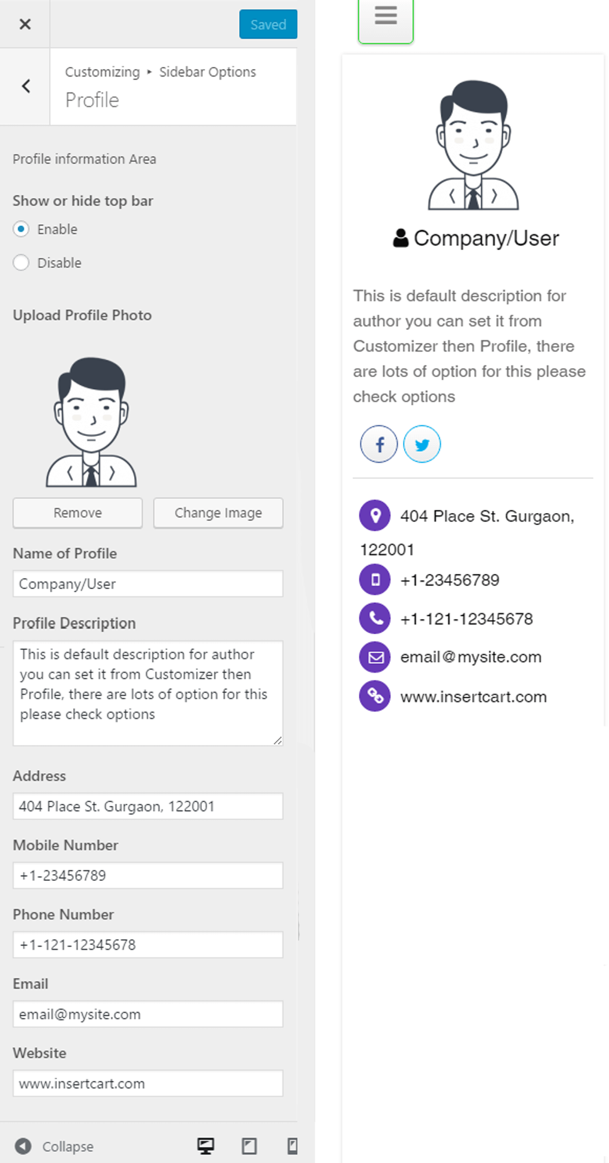 profile setup