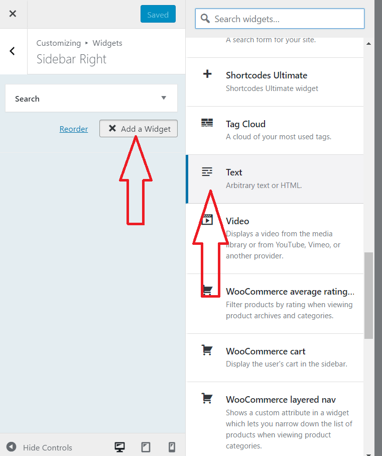 add text widget