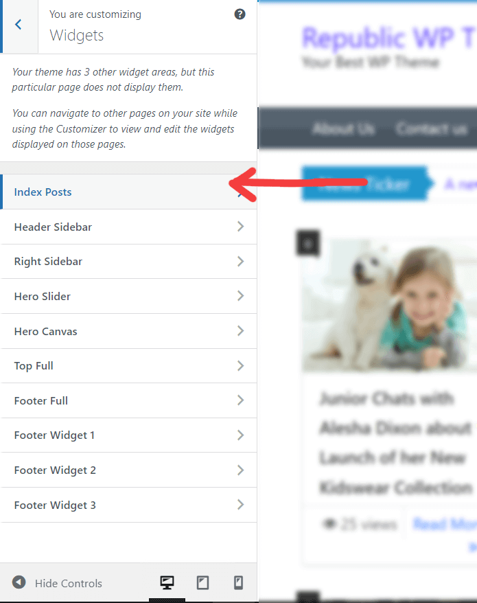 index posts widgets