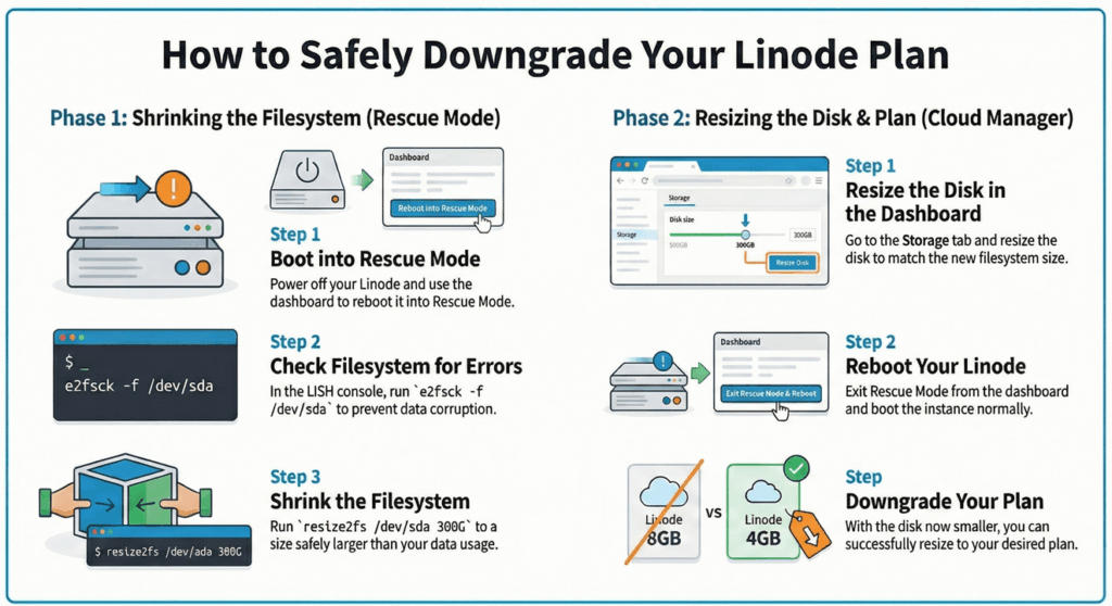 How to Safely Shrink Your Linode Disk and Resize to a Smaller Plan